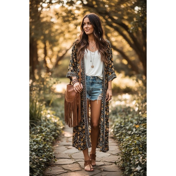 NATURAL LIFE Jackets & Blazers - NATURAL LIFE‎ Floral One Button Kimono